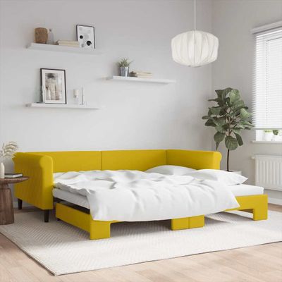 vidaXL Denná posteľ s rozkladacou posteľou žltá 100x200 cm zamat