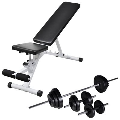 vidaXL Posilňovacia lavica so sadou činiek barbell a dumbbell 30,5 kg