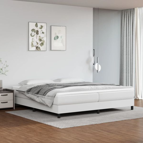 vidaXL Posteľný rám s boxspringom biely 200x200 cm umelá koža