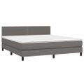 vidaXL Boxspring posteľ s matracom a LED sivá 180x200 cm umelá koža