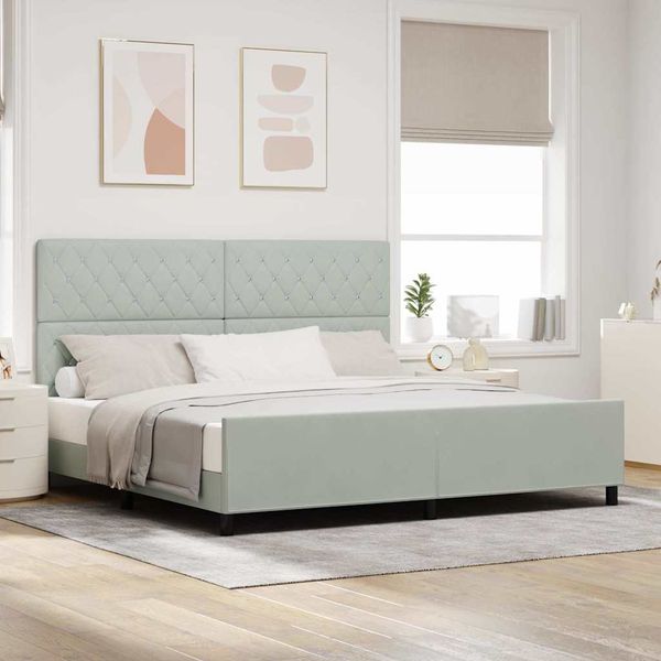 vidaXL Posteľ s pružinovým rámom Svetlosivá 200 x 200 cm Zamat