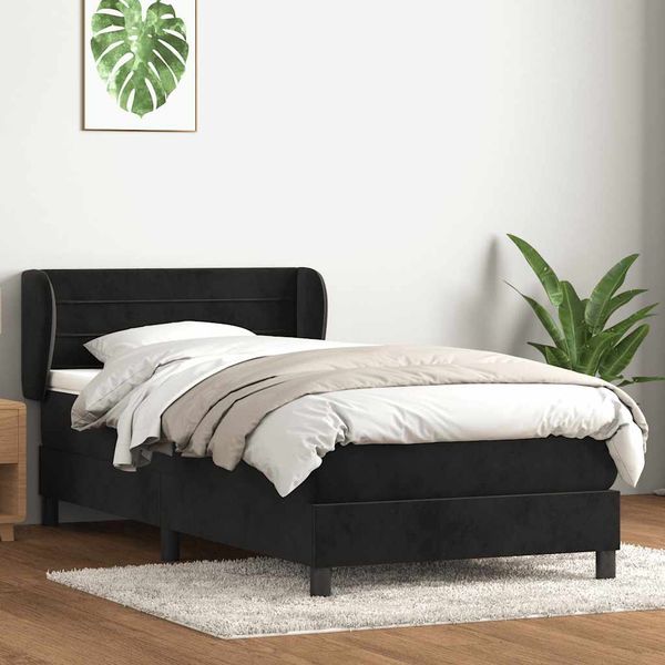 vidaXL Box Spring Posteľ s matracom Čierna 100x210 cm Zamat