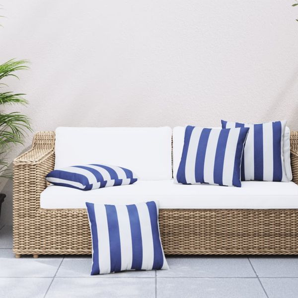 vidaXL Dekoratívne vankúše 4 ks modro-biele pruhované 60x60 cm látka