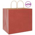 vidaXL Papierové tašky 250 ks s rúčkami, červené, 32x22x28 cm