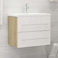 vidaXL Skrinka pod umývadlo biela+sonoma 60x38,5x48cm kompozitné drevo