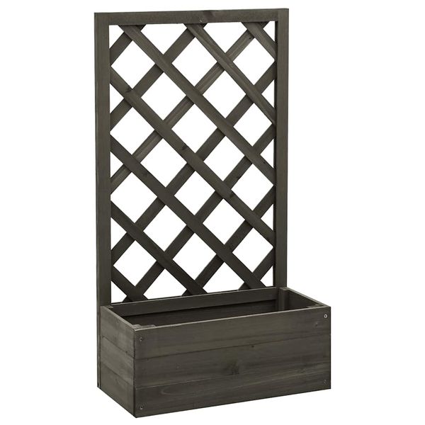 vidaXL Záhradný kvetináč s mriežkou sivý 50x25x90 cm masívne jedľové drevo