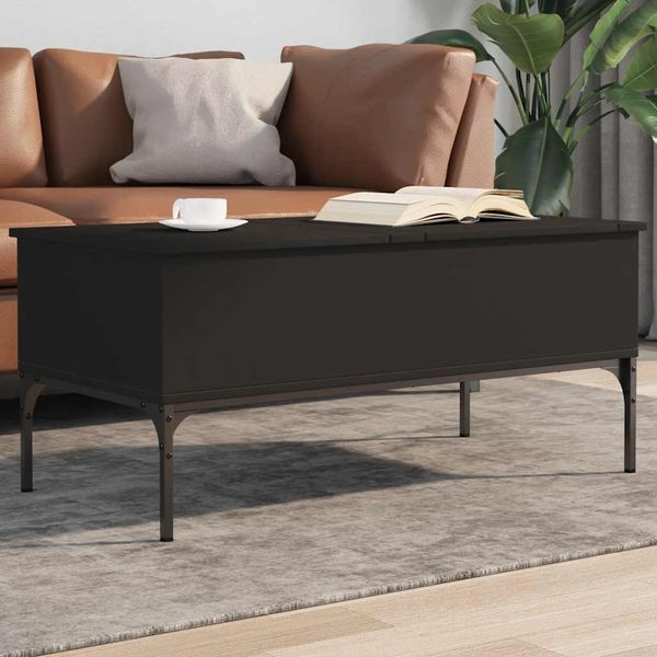 vidaXL Konferenčný stolík, čierny 100x50x45 cm, kompozitné drevo+kov