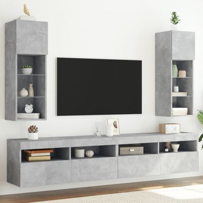 vidaXL TV skrinky s LED svetlami 2 ks betónovo sivé 30,5x30x60 cm