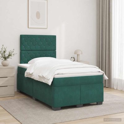 vidaXL Posteľ boxspring s matracom Tmavozelená 120 x 200 cm Zamat