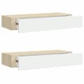 vidaXL Nástenné zásuvkové police 2 ks, dubové a biele, 60x23,5x10 cm, MDF