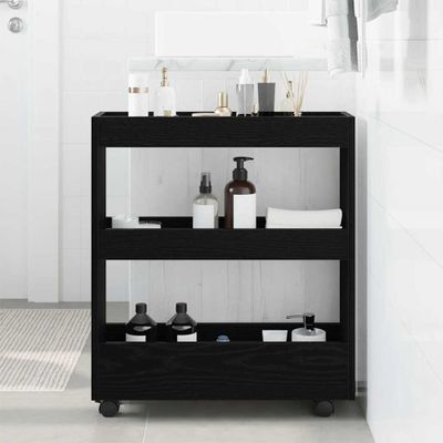 vidaXL Úzky úložný vozík Čierny dub 60 x 18 x 70 cm Kompozitné drevo
