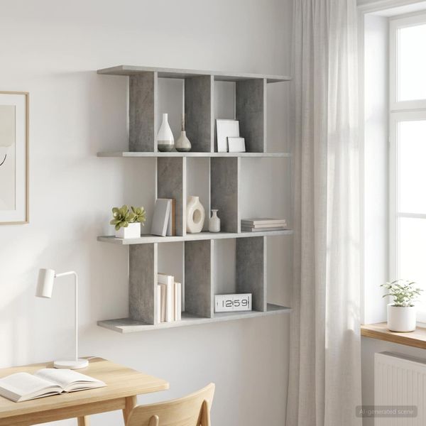 vidaXL Stenná polica Betónovo sivá 80 x 20 x 96 cm Kompozitné drevo
