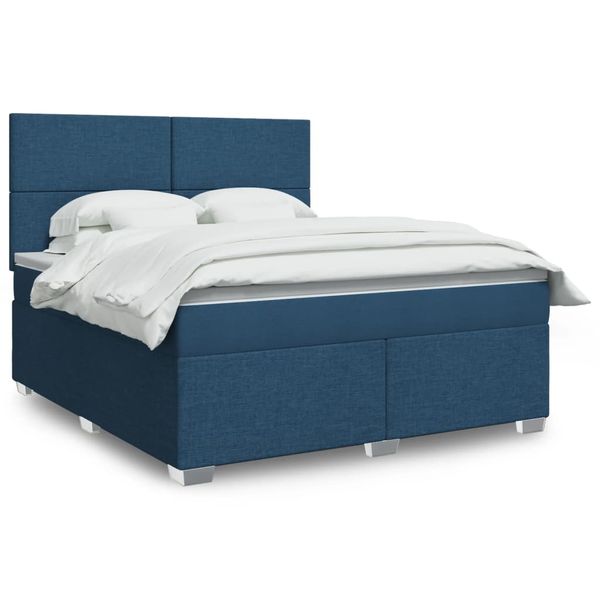 vidaXL Posteľný rám boxspring s matracom modrý 180x200 cm látka