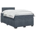 vidaXL Posteľ boxspring s matracom Tmavosivá 120 x 200 cm Zamat