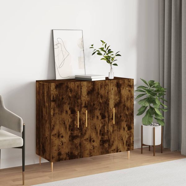 vidaXL Komoda dymový dub 90x34x80 cm kompozitné drevo