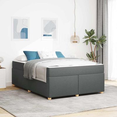 vidaXL Rám postele s matracmi Tmavo šedá 160 x 200 cm látka