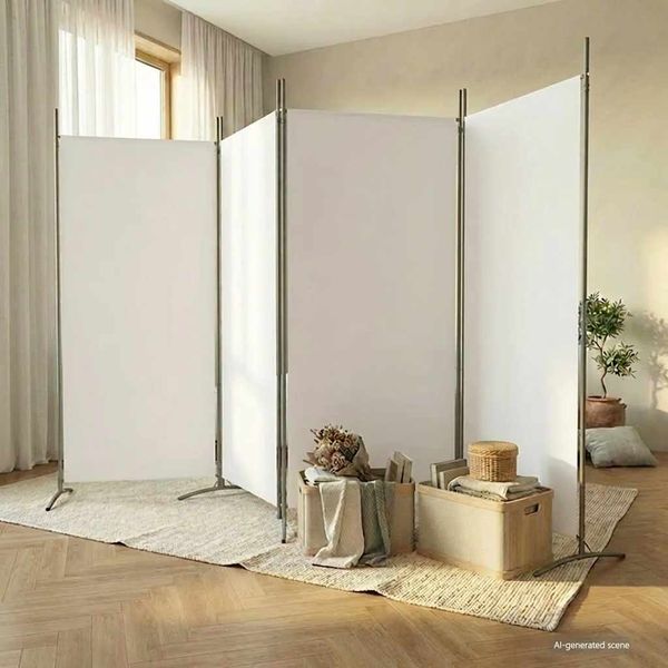 vidaXL 4-panelový paraván biely 346x180 cm látkový