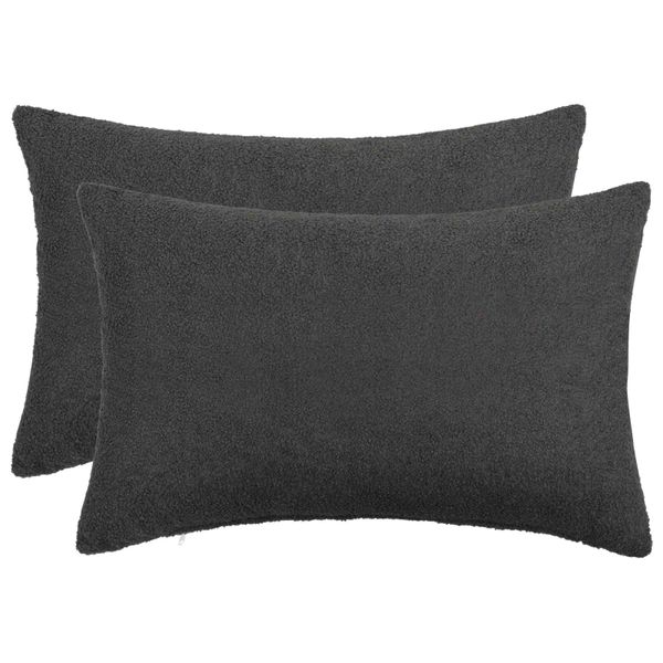 vidaXL Poťah na podložku 2 pcs HEERLEN Tmavosivá 50 x 70 cm Bouclé
