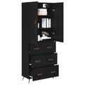 vidaXL Highboard Čierny dub 69,5 x 34 x 180 cm Kompozitné drevo