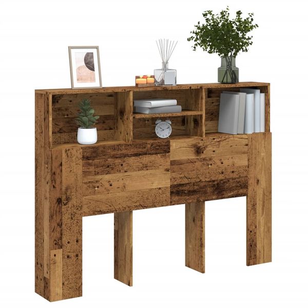 vidaXL Čelo postele so skrinkou staré drevo 140x19x103,5 cm