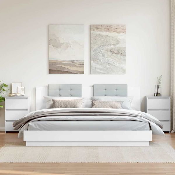 vidaXL Nočné stolíky 2 ks, lesklé biele 40x35x62,5cm, kompozitné drevo