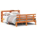 vidaXL Posteľný rám s čelom voskový hnedý 135x190 cm borovicový masív