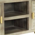 vidaXL TV stolík z masívneho mangovníkového dreva sivý a mosadzný 110x30x48 cm