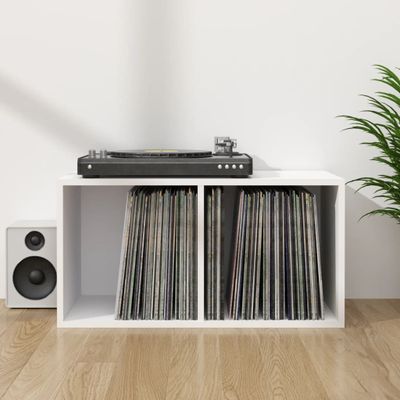 vidaXL Úložný box na vinyly, biely 71x34x36 cm, kompozitné drevo
