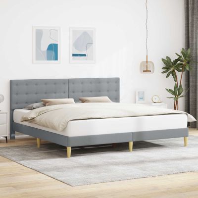 vidaXL Rám postele s čelnou doskou Svetlosivá 180 x 200 cm Látka