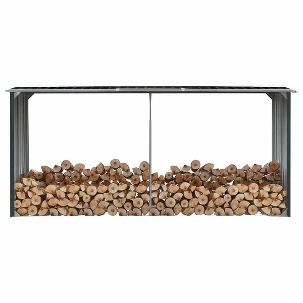 vidaXL Záhradná kôlňa na drevo antracitová 330x92x153 cm galvanizovaná oceľ