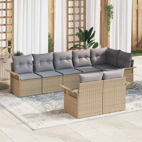vidaXL Súprava záhradných pohoviek s úložiskom 8 pcs Béžová polyratan