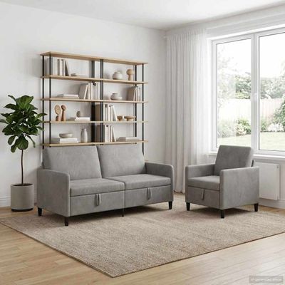 vidaXL Súprava pohovky s úložným priestorom 2 ks Svetlosivá Polyester