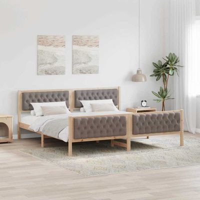 vidaXL Rám postele Sivohnedá 200 x 200 cm Masívne borovicové drevo