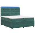vidaXL LED boxspring posteľ s matracom Tmavozelená 200 x 200 cm Zamat