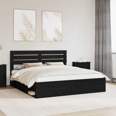 vidaXL Rám postele Čierna 200 x 200 cm Masívne borovicové drevo