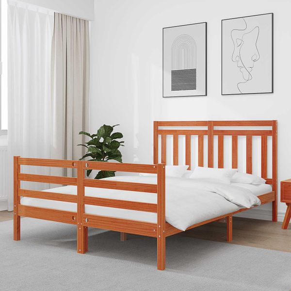 vidaXL Rám postele s čelnou doskou Včelí hnedý 150 x 200 cm