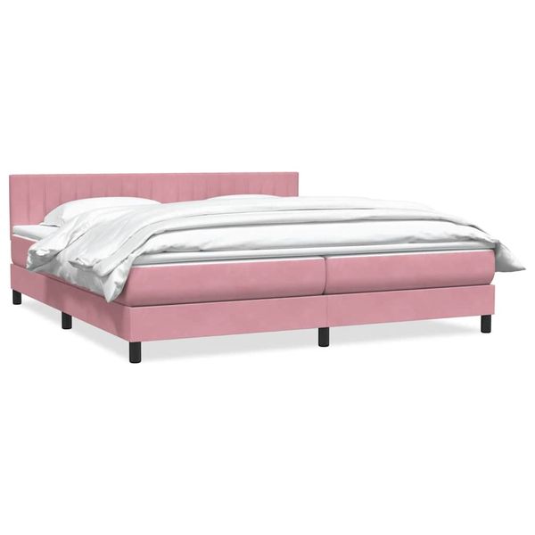 vidaXL Posteľný rám boxsping s matracom ružový 180x210 cm zamat