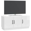 vidaXL TV skrinka Biela s vysokým leskom 99 x 34,5 x 47 cm