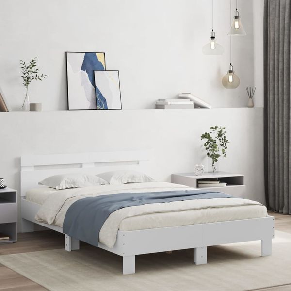 vidaXL Posteľný rám s čelom biely 120x190 cm kompozitné drevo