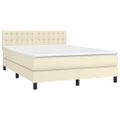 vidaXL Boxspring posteľ s matracom a LED krémová 140x190 cm umelá koža