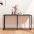 vidaXL Konzolový stolík čierny mramor 140x35x75,5 cm tvrdené sklo