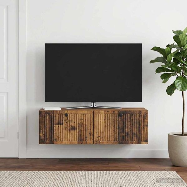 vidaXL Nástenná TV skrinka Nástenný Staré drevo 98 x 31 x 30 cm