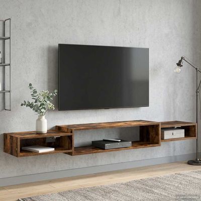 vidaXL Nástenný TV kabinet Nástenná montáž Dymový dub 180 x 28 x 21 cm