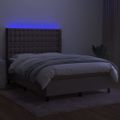 vidaXL Posteľ boxsping s matracom a LED sivohnedá 140x200 cm látka