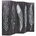 vidaXL Skladací paraván 200x170 cm, potlač s pierkami, čierno-biely