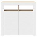 vidaXL Komoda s LED svetlami biela a dub sonoma 80x35x75 cm