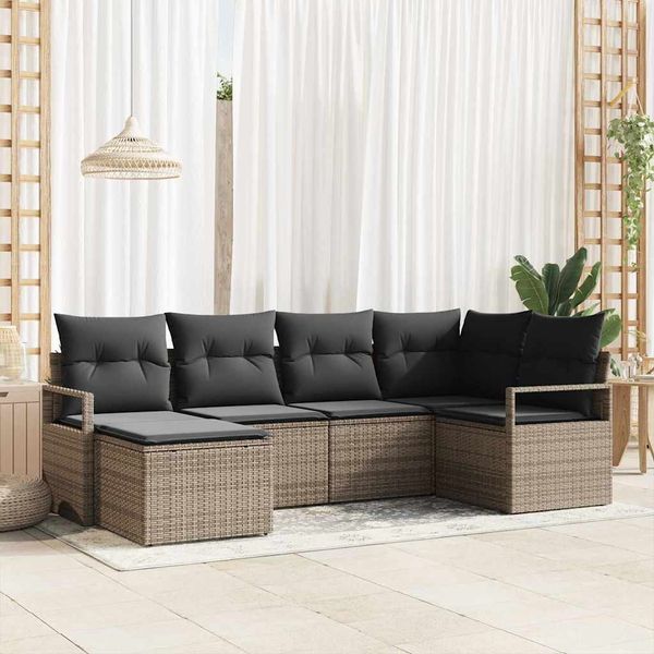 vidaXL Sada pohoviek 6 pcs Sivá polyratan