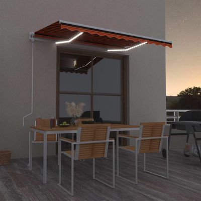 vidaXL Automatická markíza,LED a senzor vetra 300x250cm,oranžová/hnedá