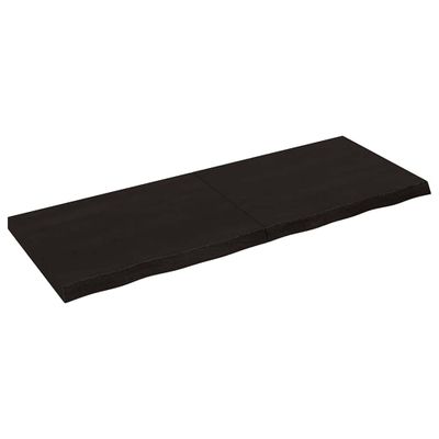 vidaXL Nástenná polica tmavohnedá 160x60x(2-6)cm ošetrený dubový masív