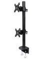 Neomounts FPMA-D960DVBLACKPLUS/Držák zakřiv. displeje/na stůl/17-49"/svorka/VESA 100X100/nosn. 2x15kg/2 displeje vert./ Držák, VESA, stolní, pro 2 zakrivené/širokoúhlé monitory nad sebou, úhloprícka 17"-49", náklon 180°, otácení 180°, rotace 360°, n